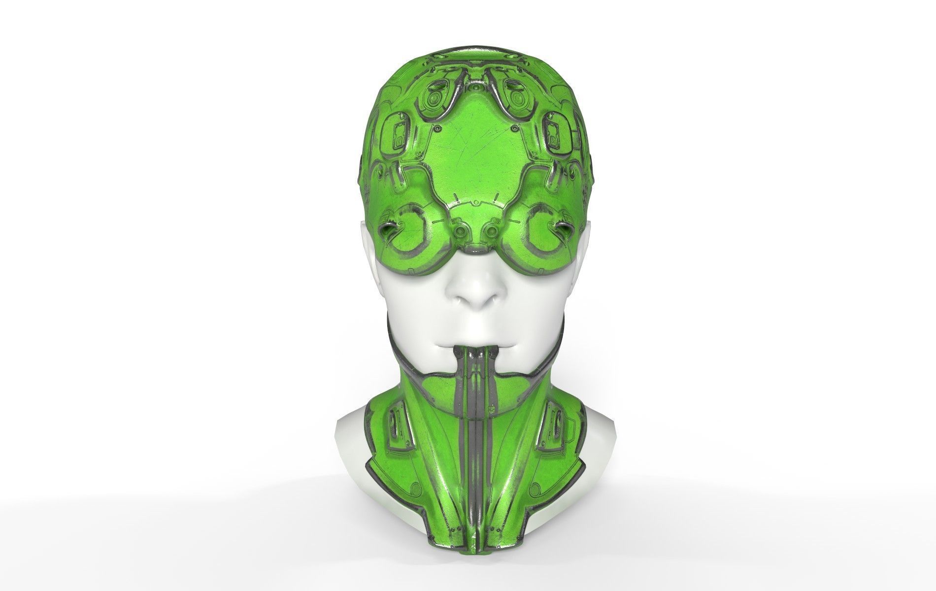 Mask Mecha Robot Cyberpunk Low-poly 3D model_20