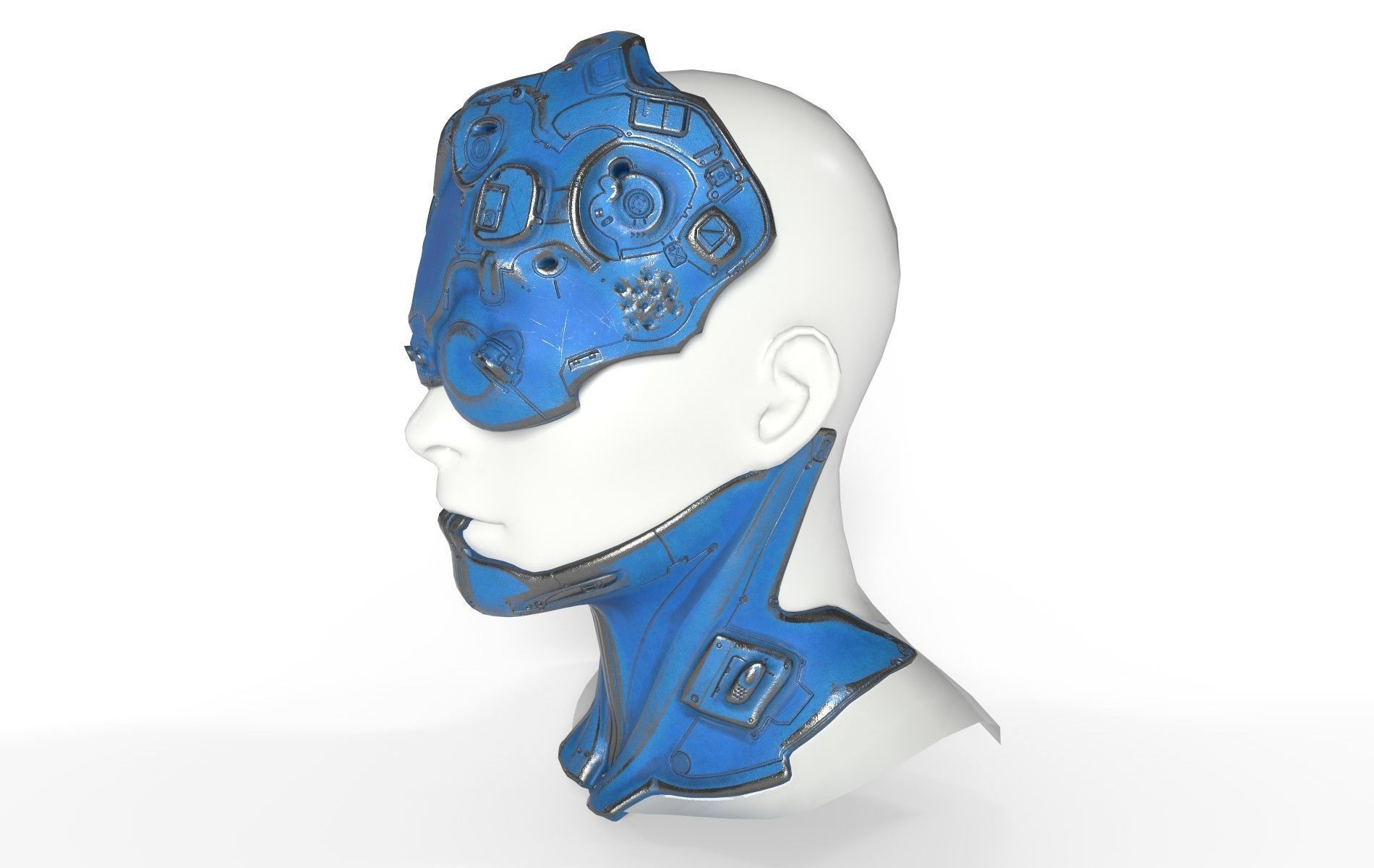 Mask Mecha Robot Cyberpunk Low-poly 3D model_41