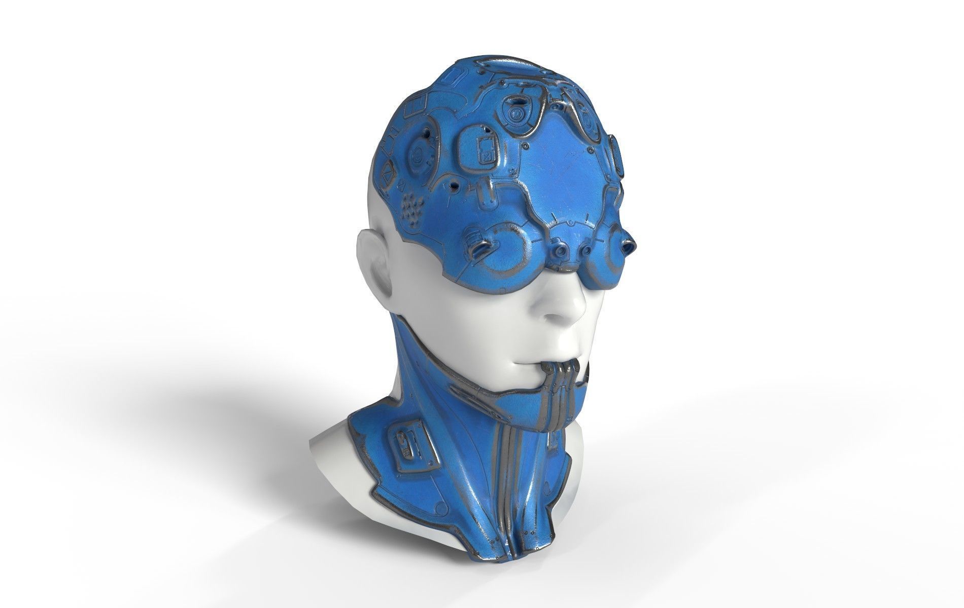 Mask Mecha Robot Cyberpunk Low-poly 3D model_11