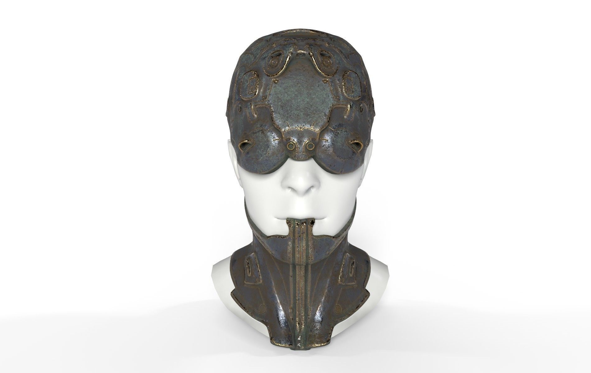 Mask Mecha Robot Cyberpunk Low-poly 3D model_24