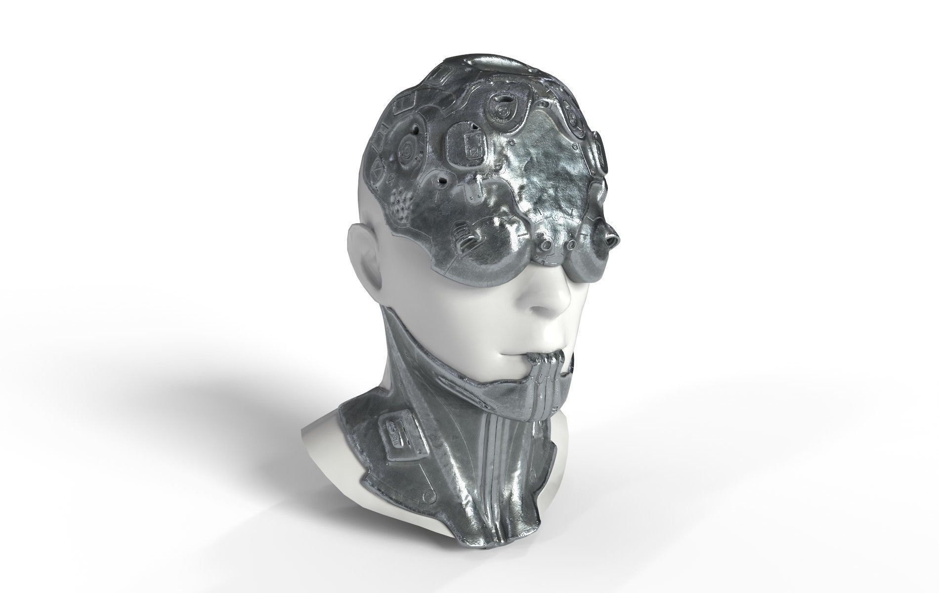 Mask Mecha Robot Cyberpunk Low-poly 3D model_4