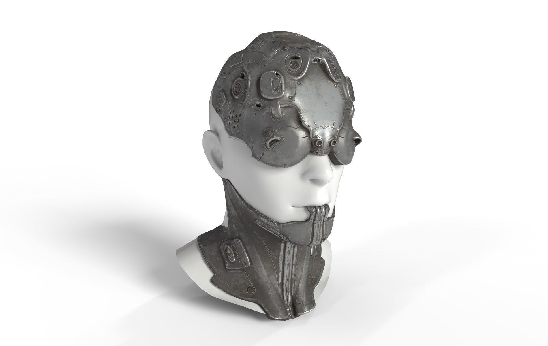 Mask Mecha Robot Cyberpunk Low-poly 3D model_15