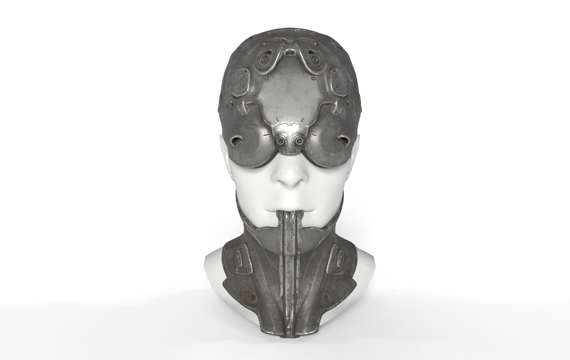 Mask Mecha Robot Cyberpunk Low-poly 3D model_25