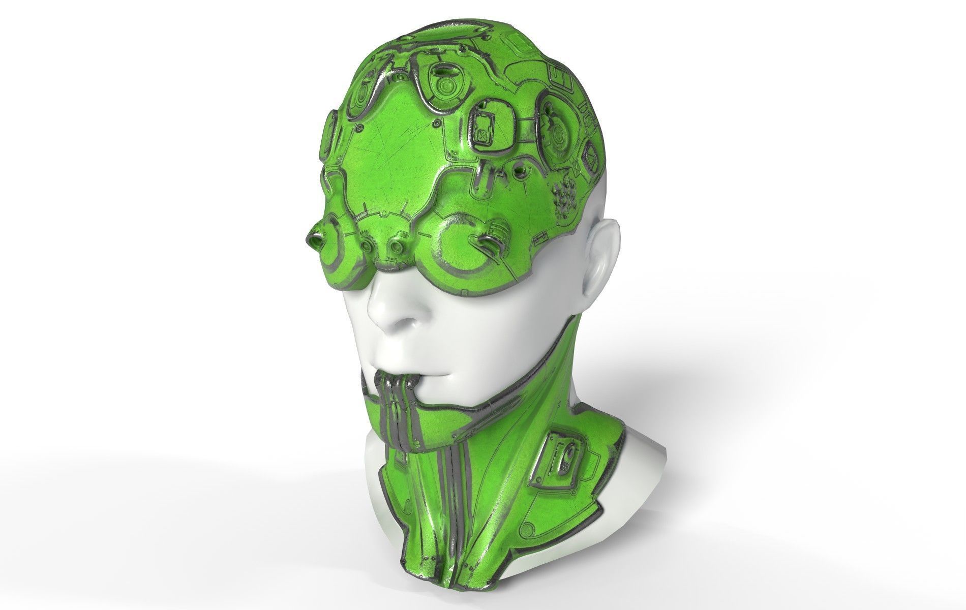 Mask Mecha Robot Cyberpunk Low-poly 3D model_30