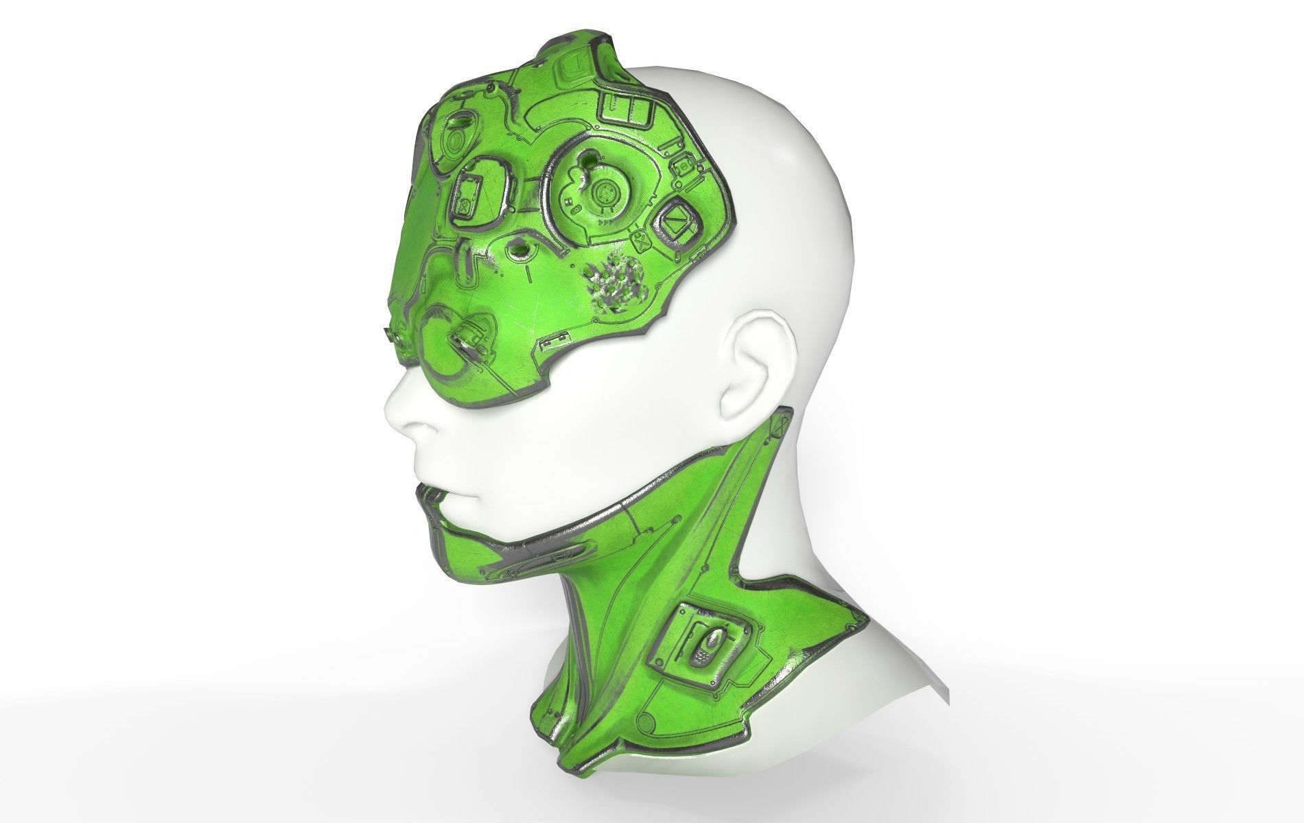 Mask Mecha Robot Cyberpunk Low-poly 3D model_40