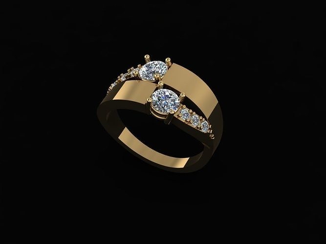 2 stone ring solitary  3D print model