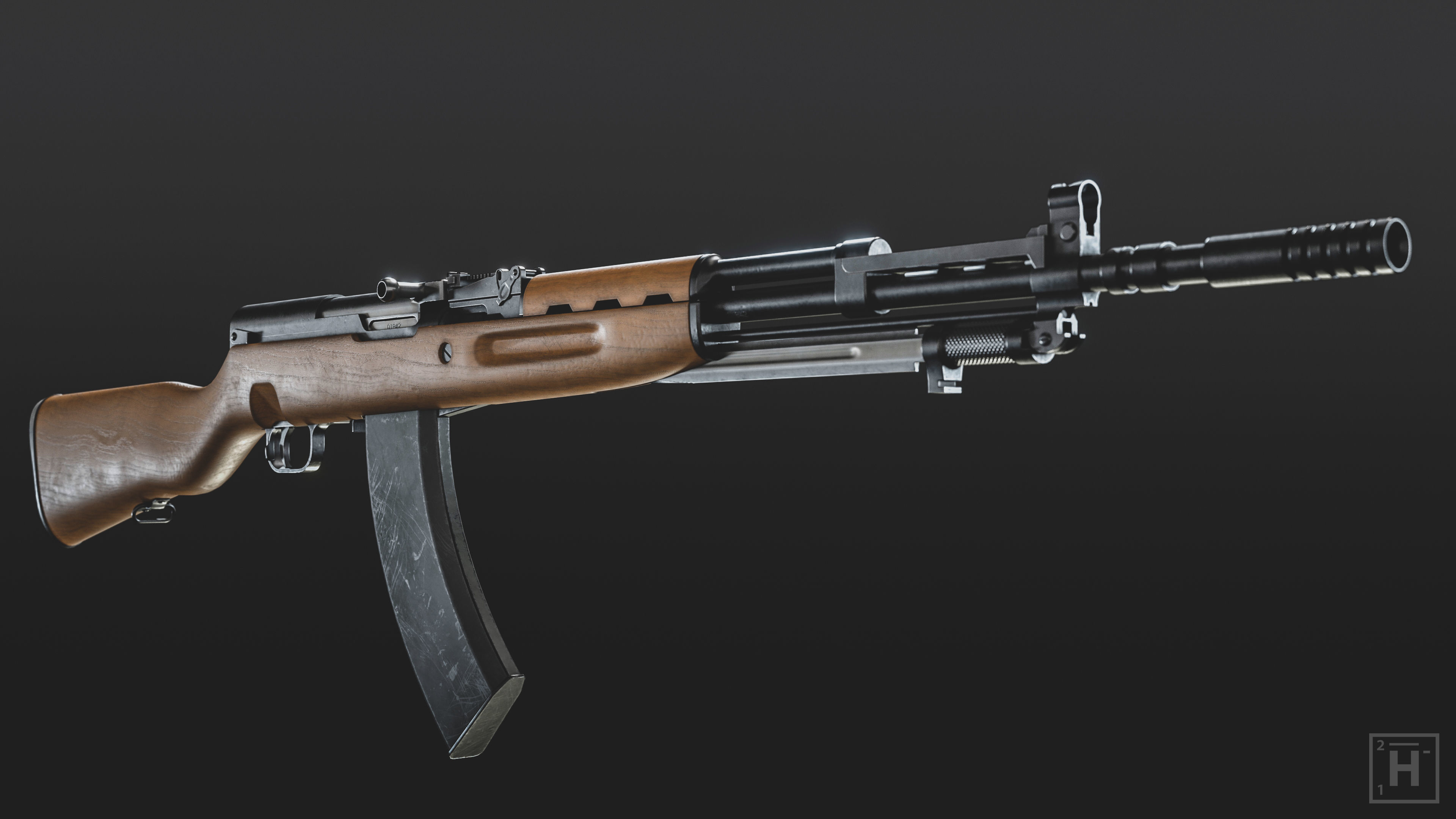 Papovka SKS Low-poly 3D model_1