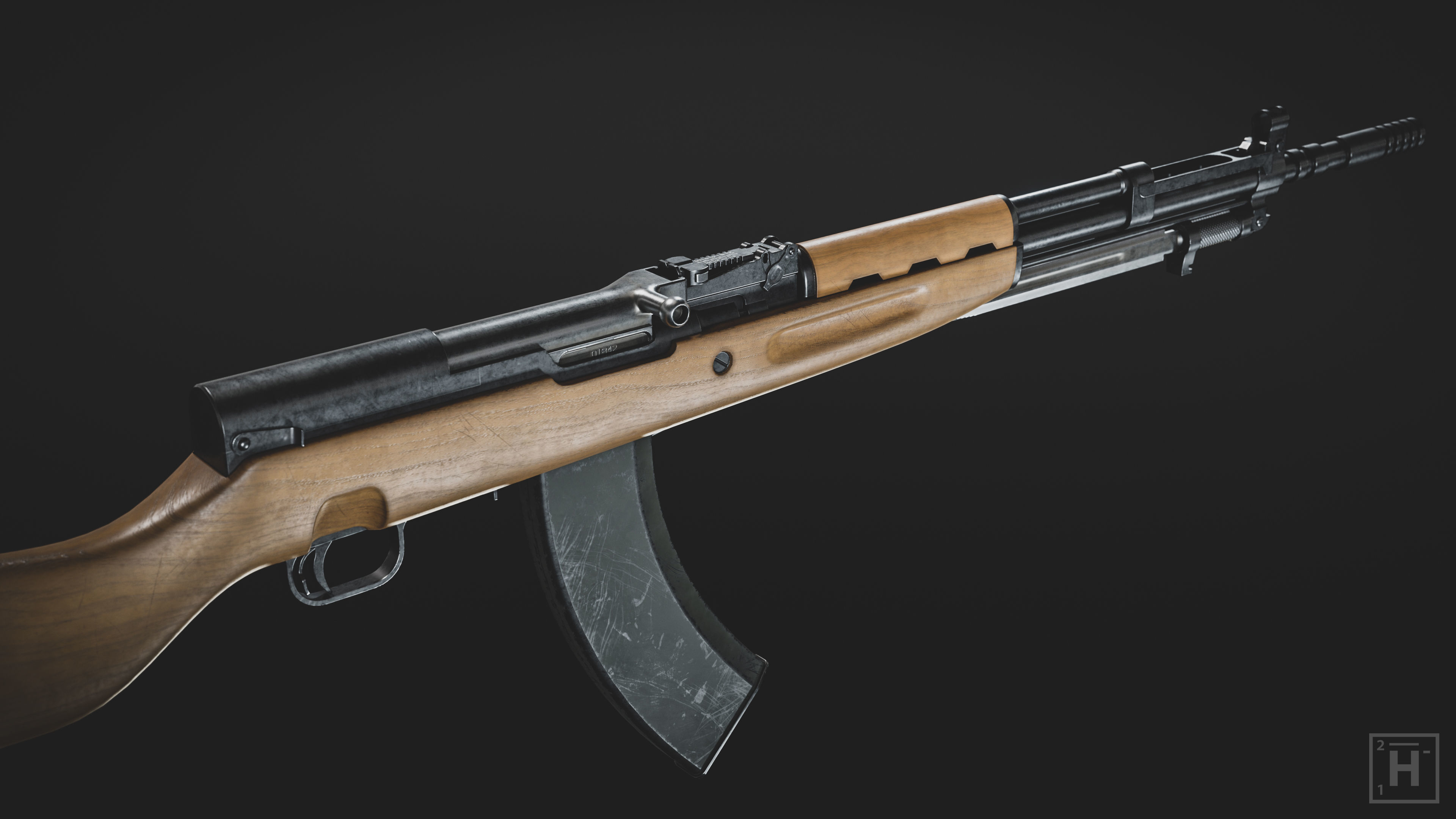 Papovka SKS Low-poly 3D model_3