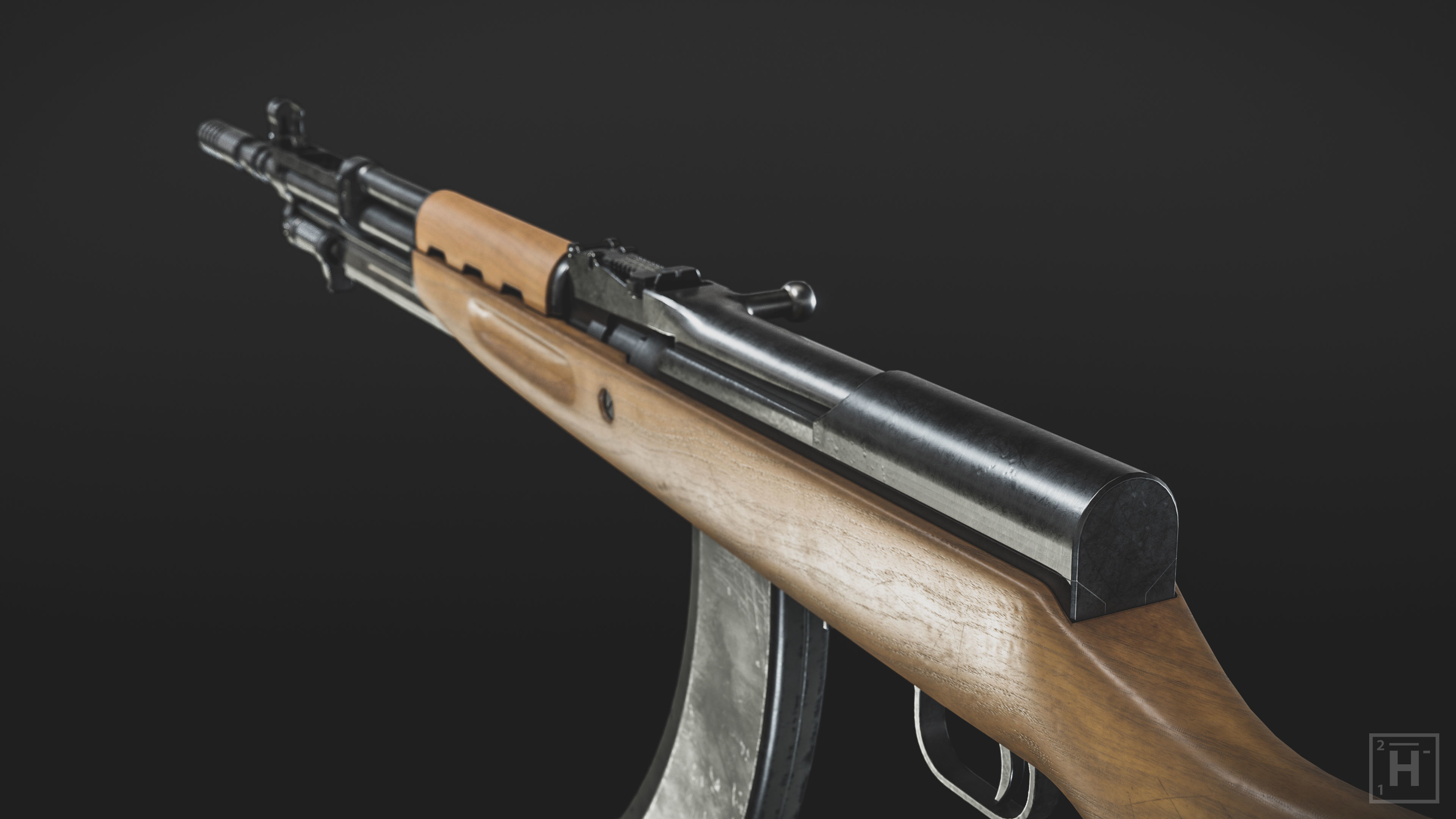 Papovka SKS Low-poly 3D model_4
