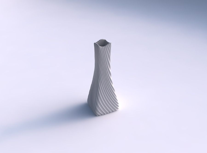 Vase squeezed rectangle with bent extruded lines 3