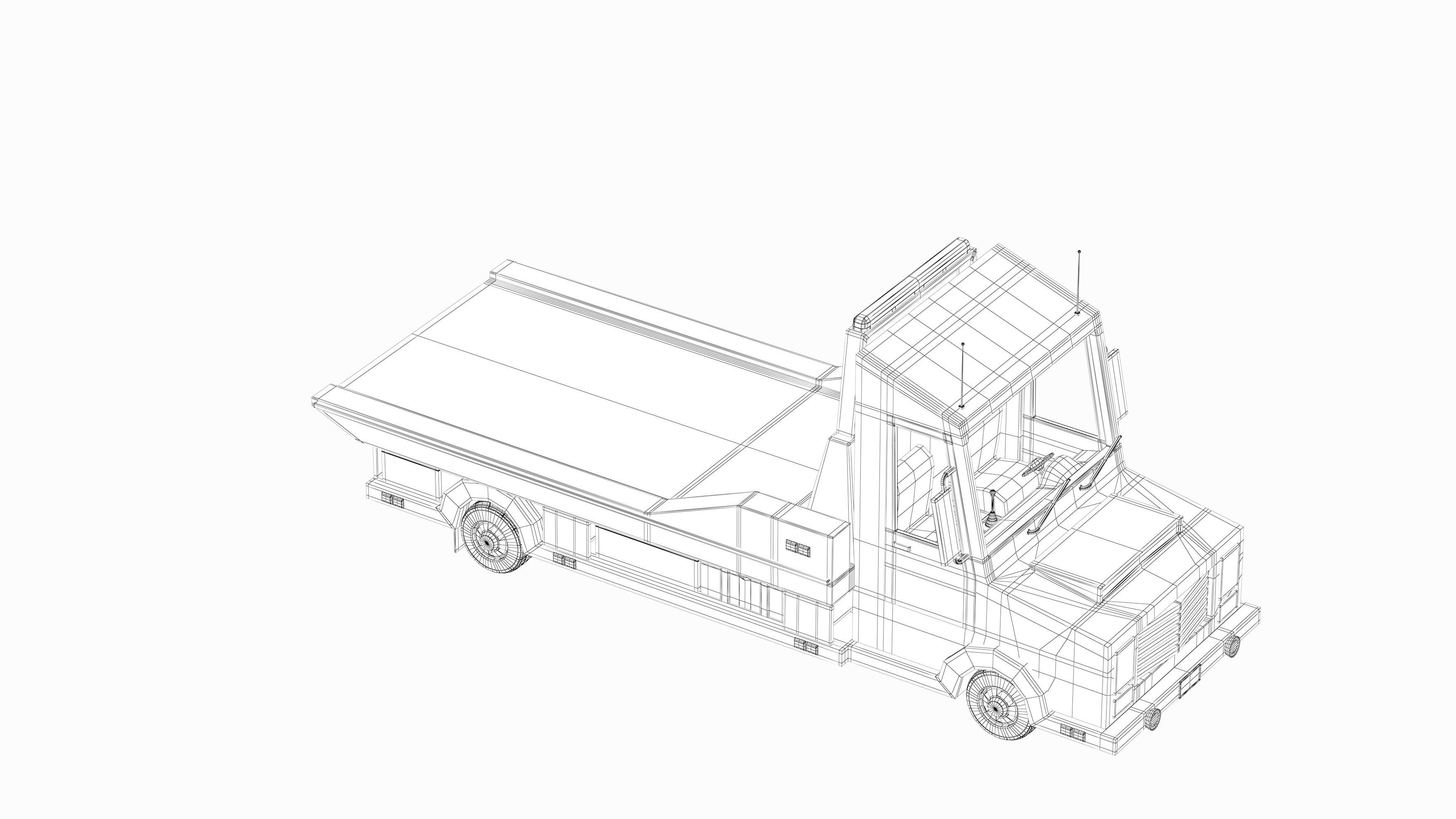 Tow Truck Low-poly 3D model_5
