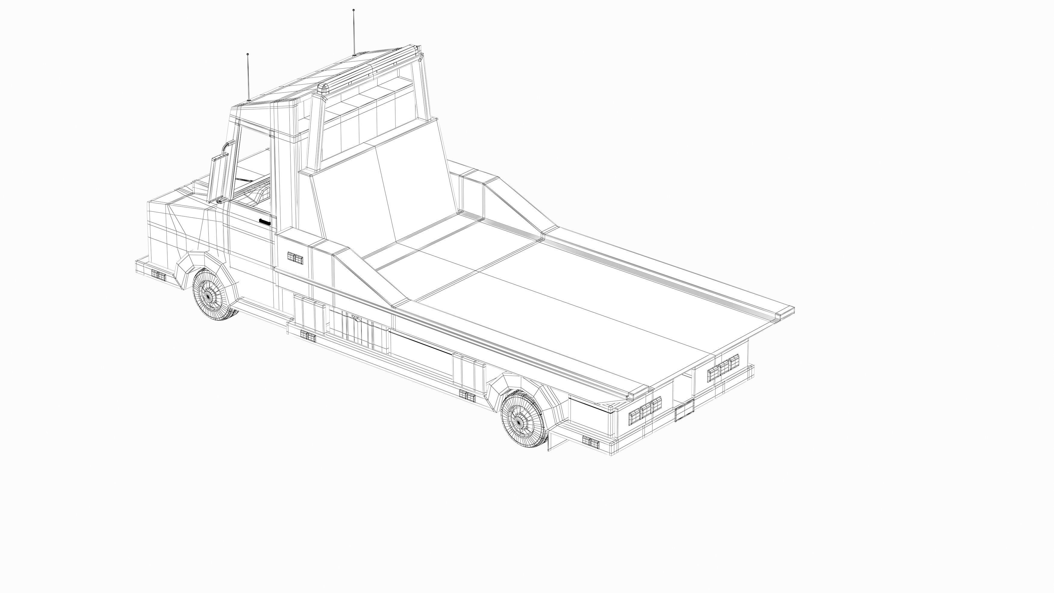 Tow Truck Low-poly 3D model_11
