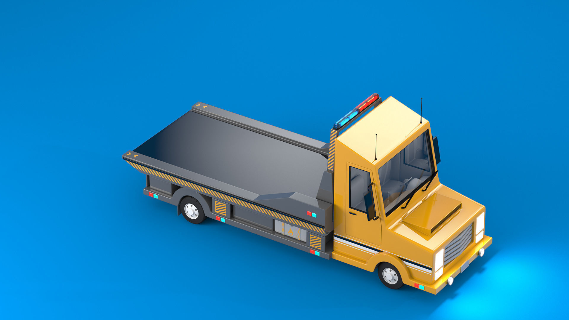 Tow Truck Low-poly 3D model_6