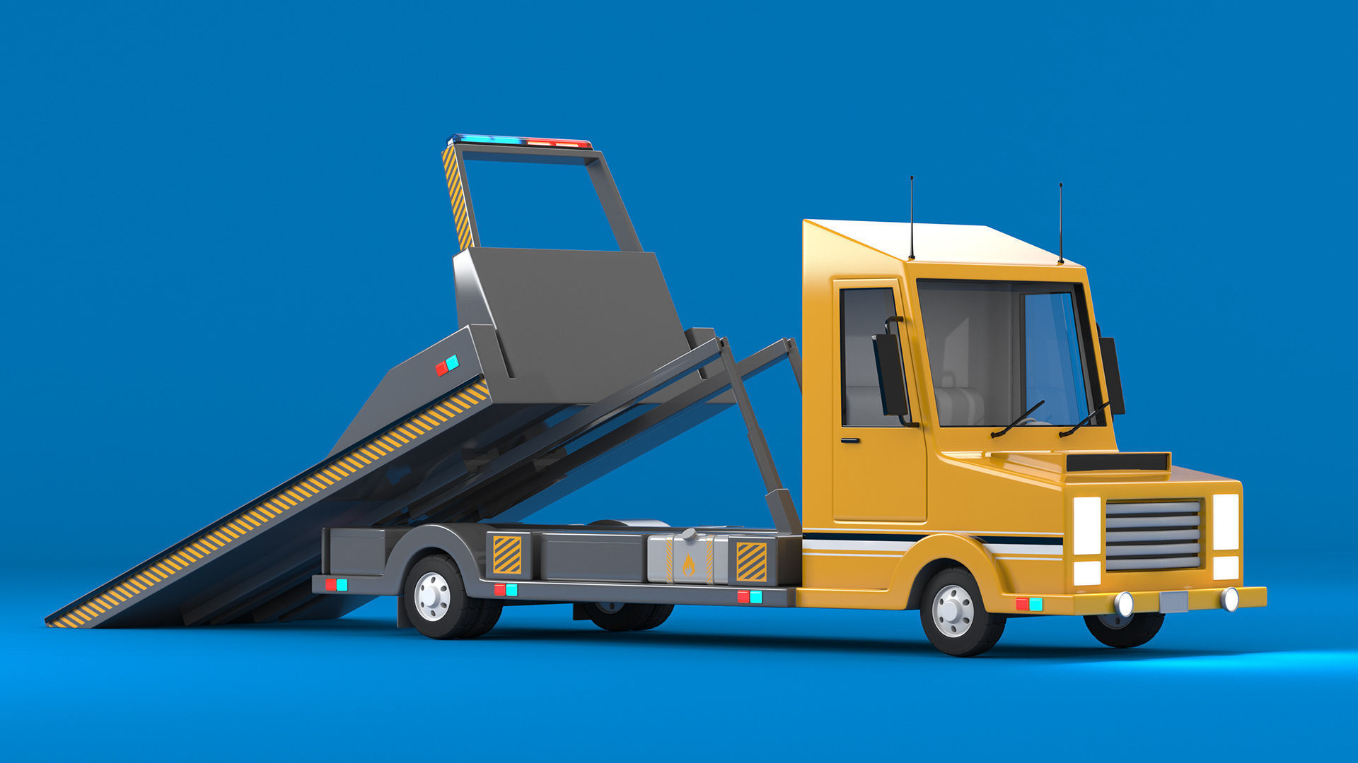 Tow Truck Low-poly 3D model_4