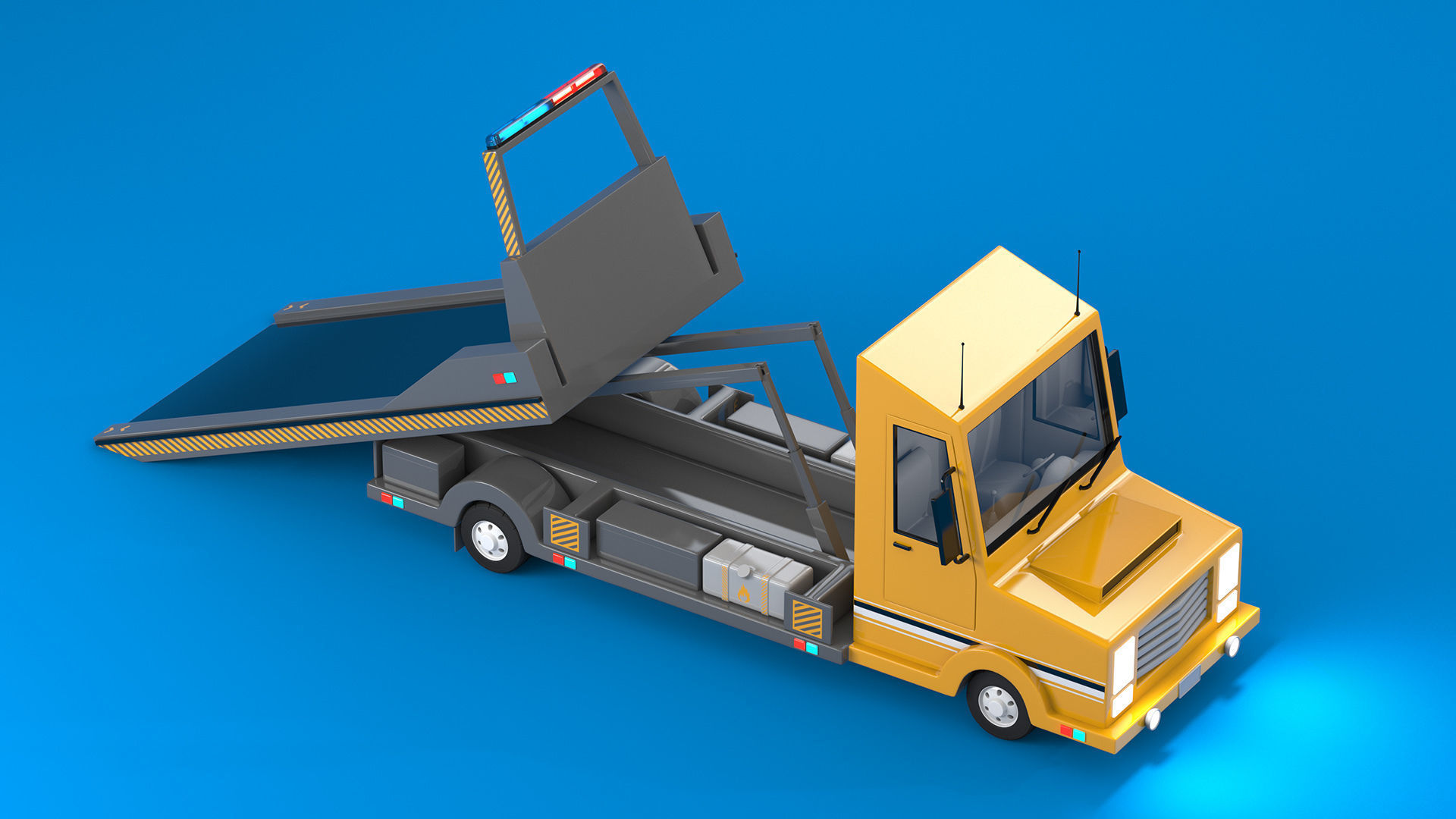 Tow Truck Low-poly 3D model_7