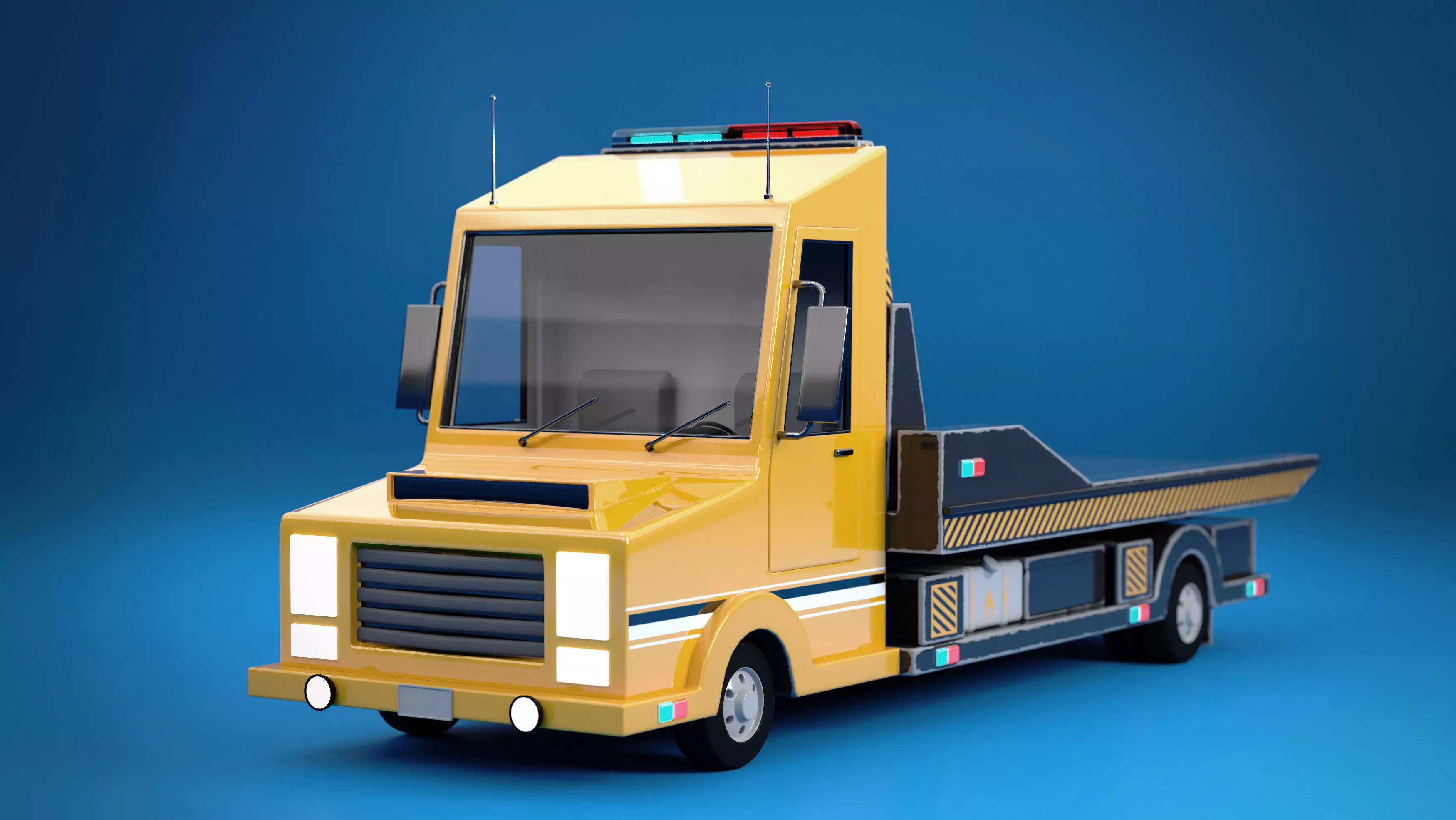 Tow Truck Low-poly 3D model_0