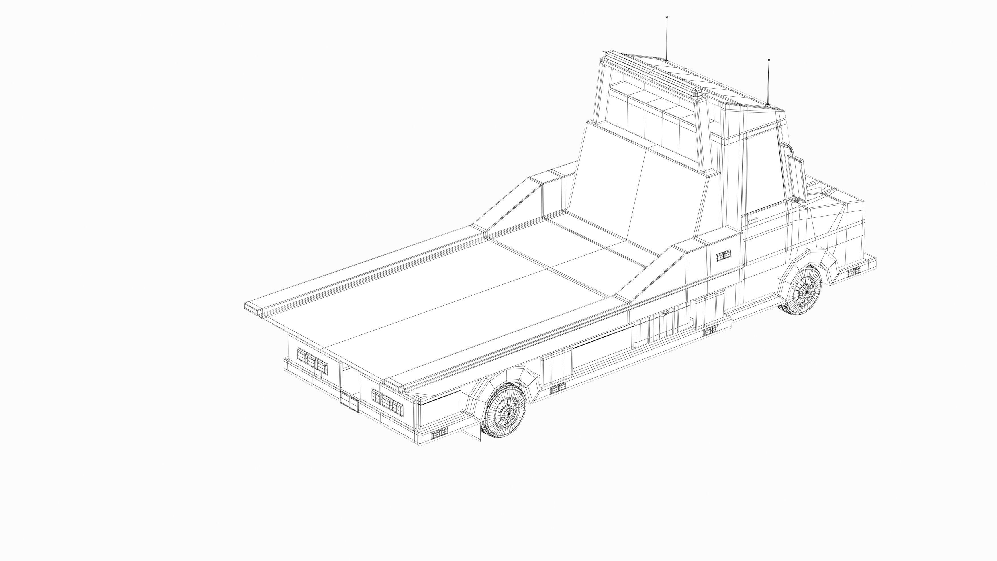 Tow Truck Low-poly 3D model_8