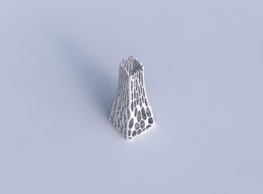 Vase squeezed rectangle with cracked organic lattice 3D print model_1