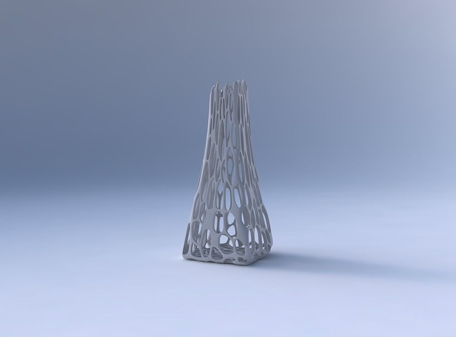 Vase squeezed rectangle with cracked organic lattice 3D print model_4
