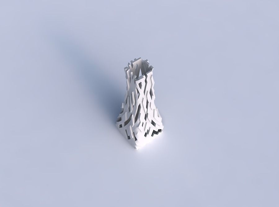 Vase squeezed rectangle with cuts and bulges 3D print model_1