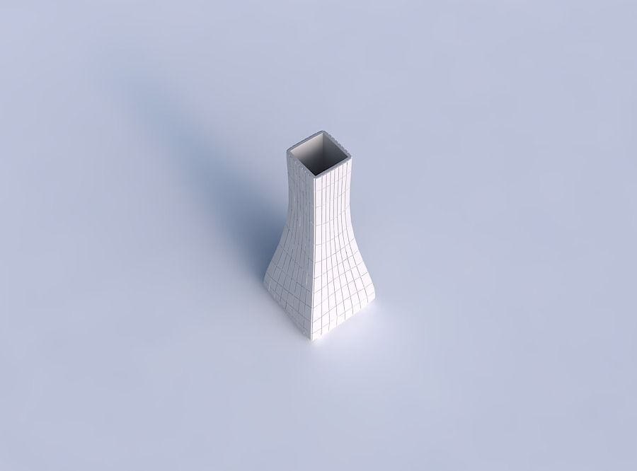 Vase squeezed rectangle with distorted grid plates 3D print model_1