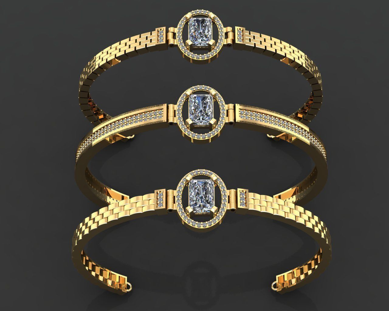 K55- Diamond bracelet 3D print model_2