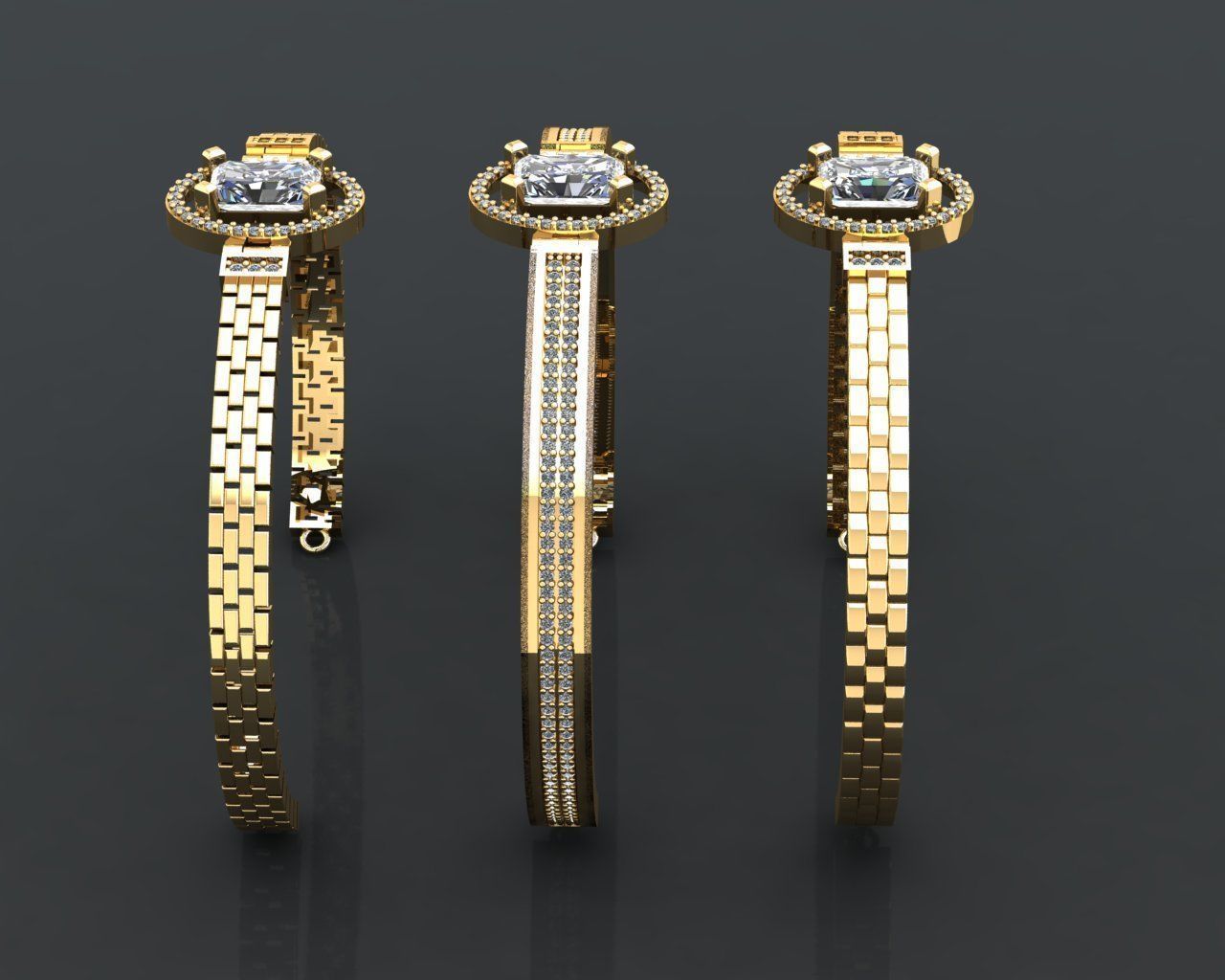 K55- Diamond bracelet 3D print model_1