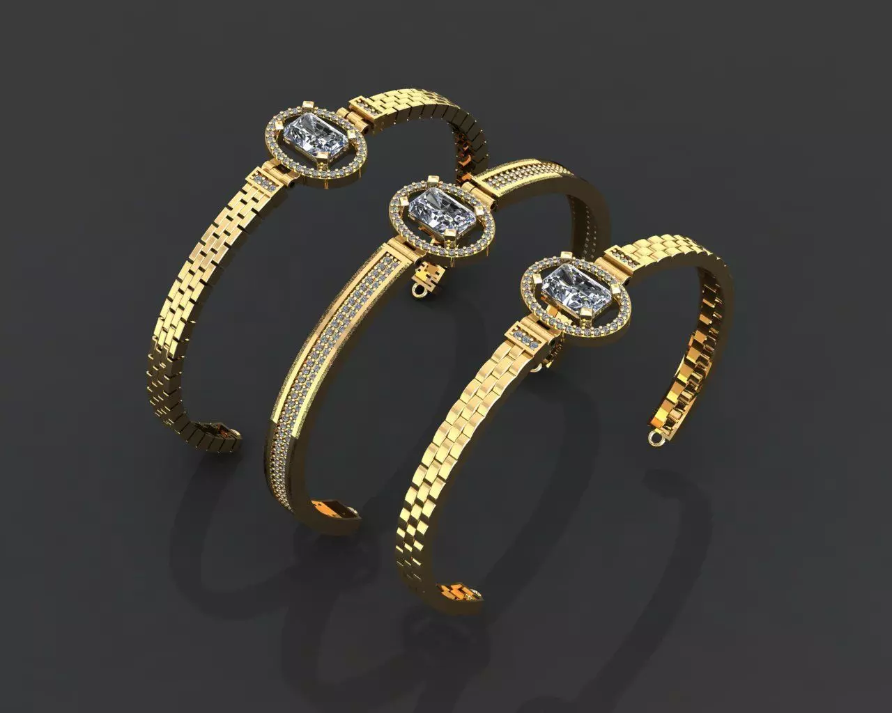 K55- Diamond bracelet 3D print model_0