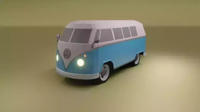 Volkswagen type 2 1967 low poly 3D model