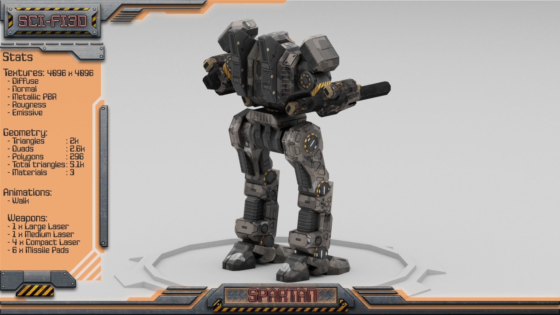 Battle Mechs Bundle - low-poly animated - 3D Model Collection_89