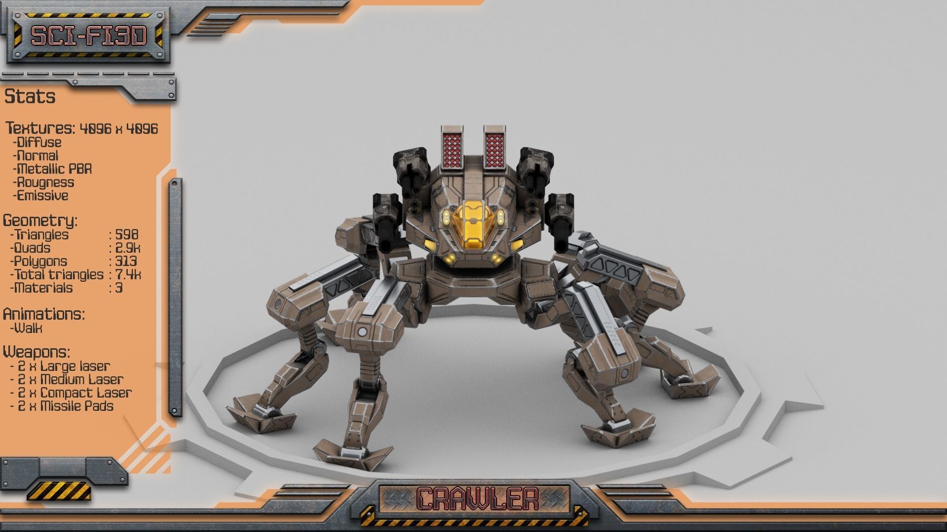 Battle Mechs Bundle - low-poly animated - 3D Model Collection_13