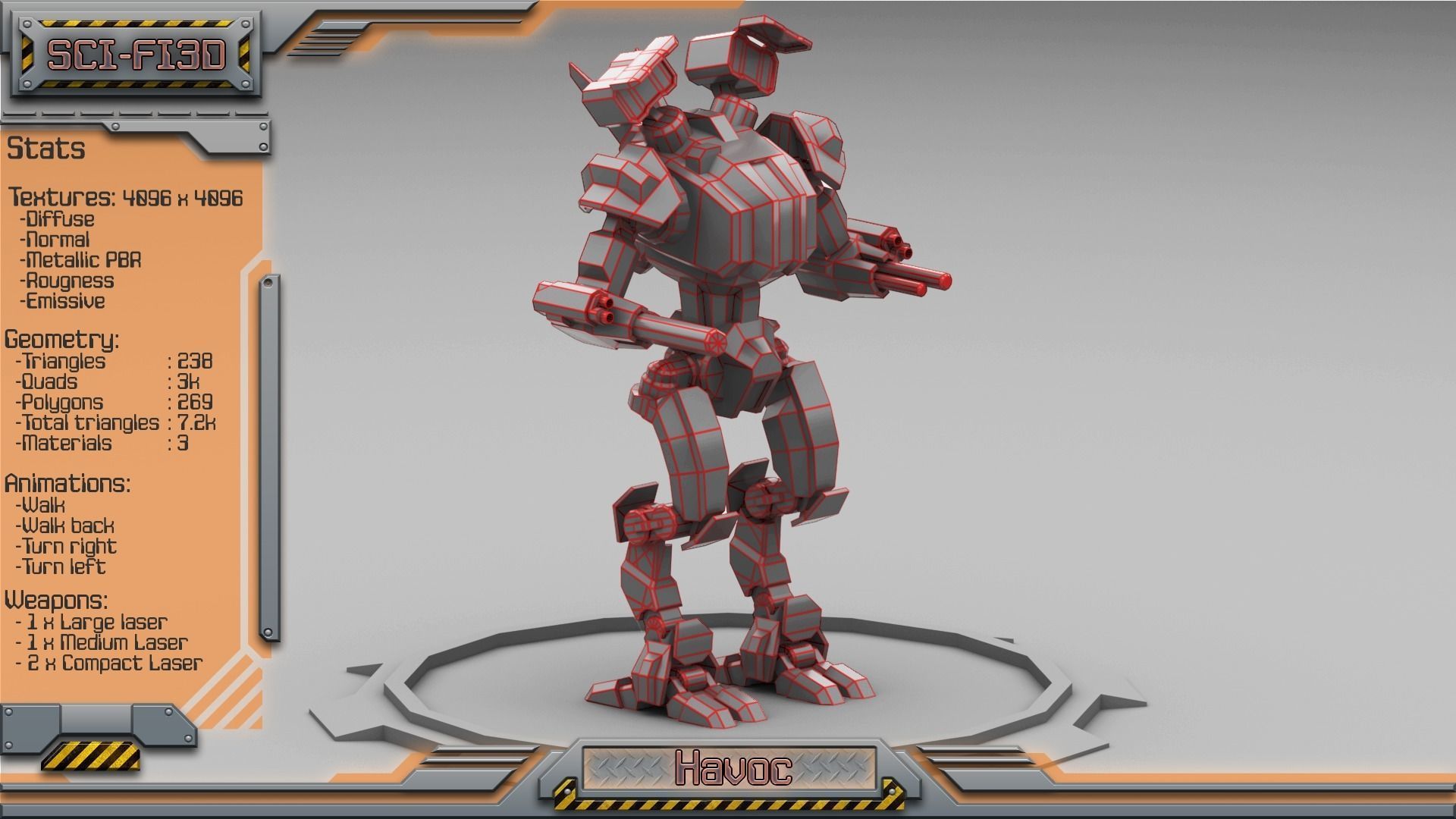 Battle Mechs Bundle - low-poly animated - 3D Model Collection_32