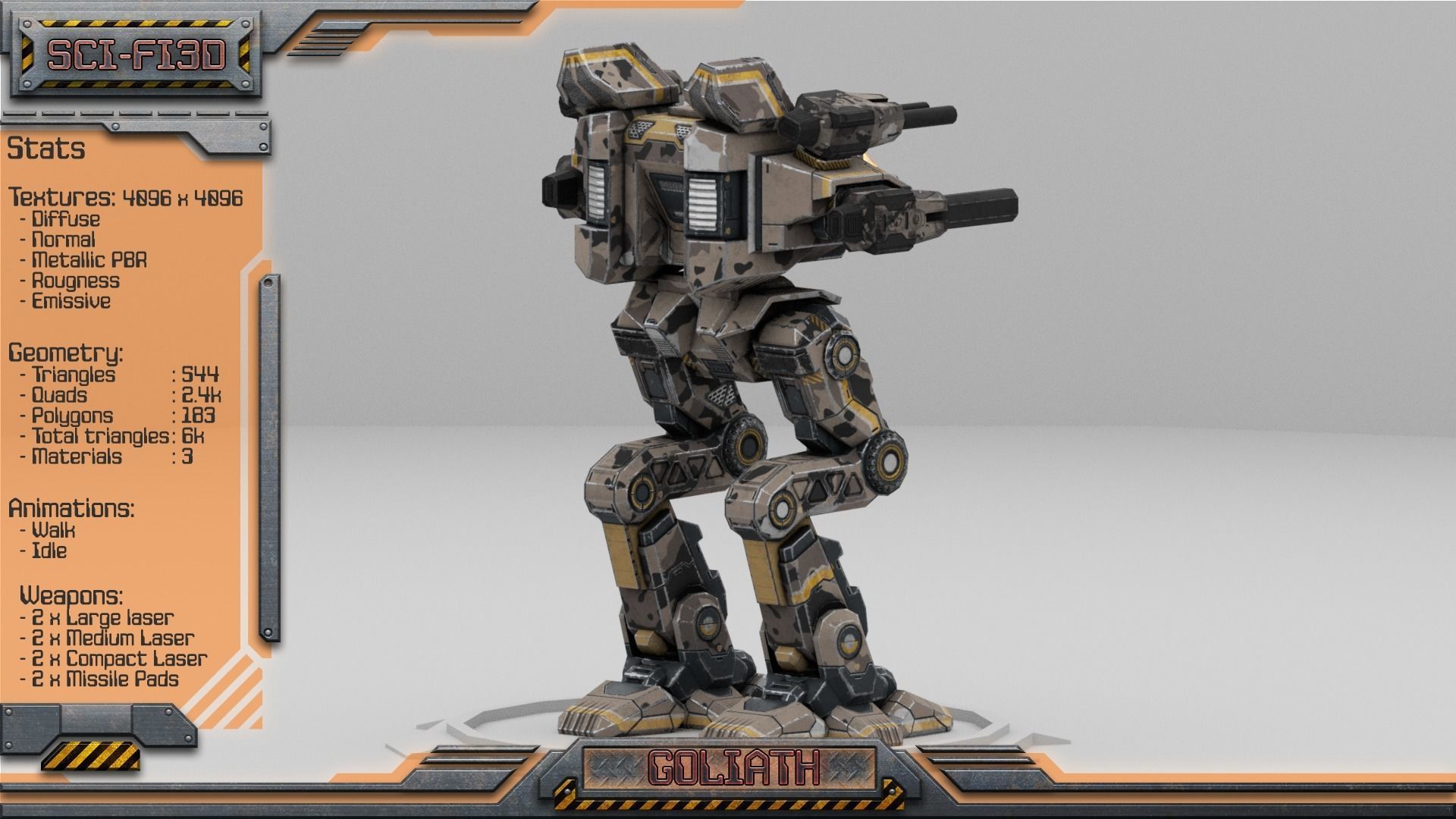 Battle Mechs Bundle - low-poly animated - 3D Model Collection_69