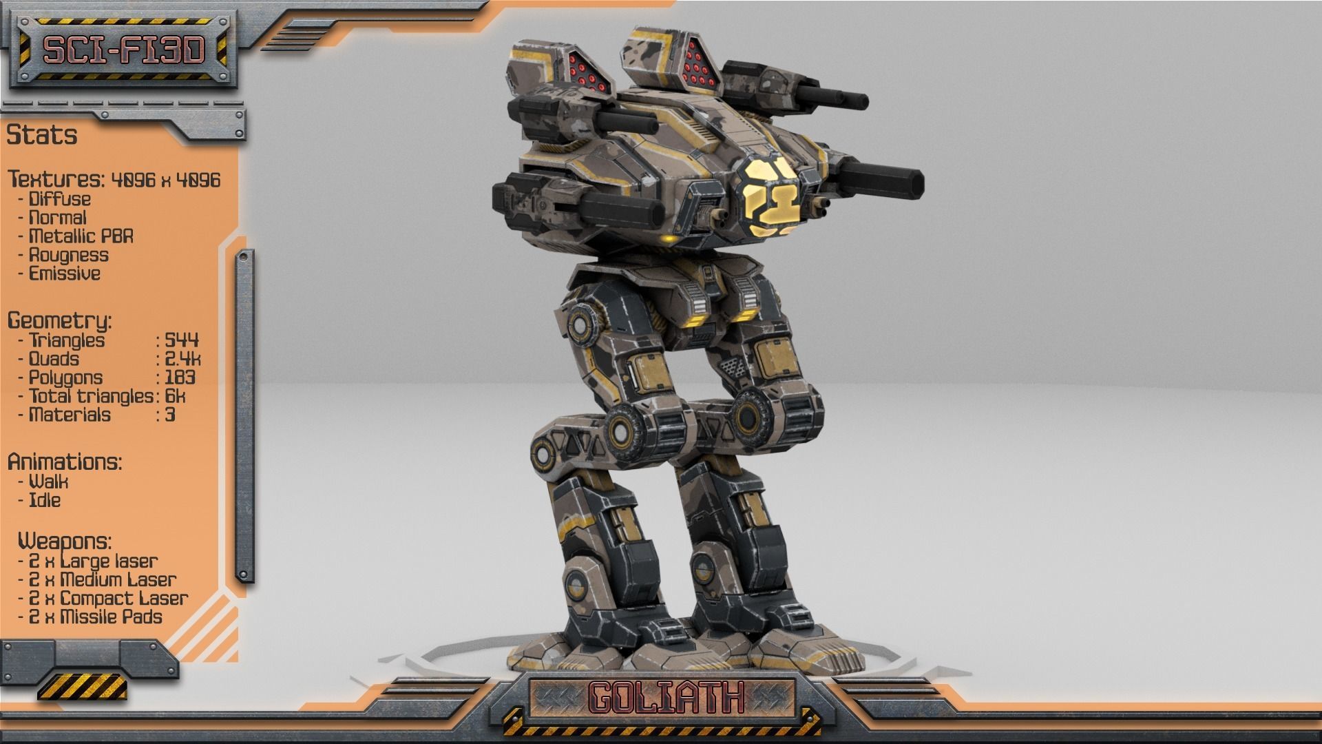 Battle Mechs Bundle - low-poly animated - 3D Model Collection_71