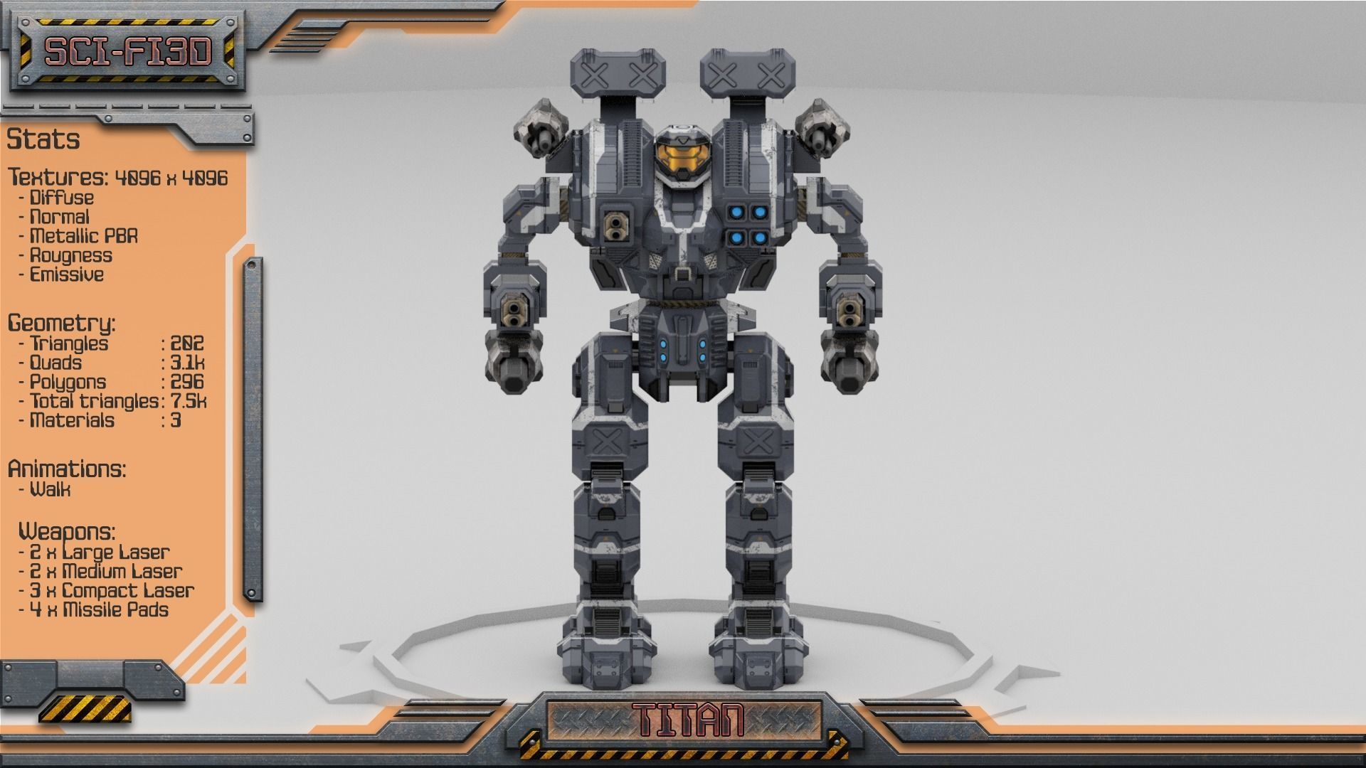 Battle Mechs Bundle - low-poly animated - 3D Model Collection_43