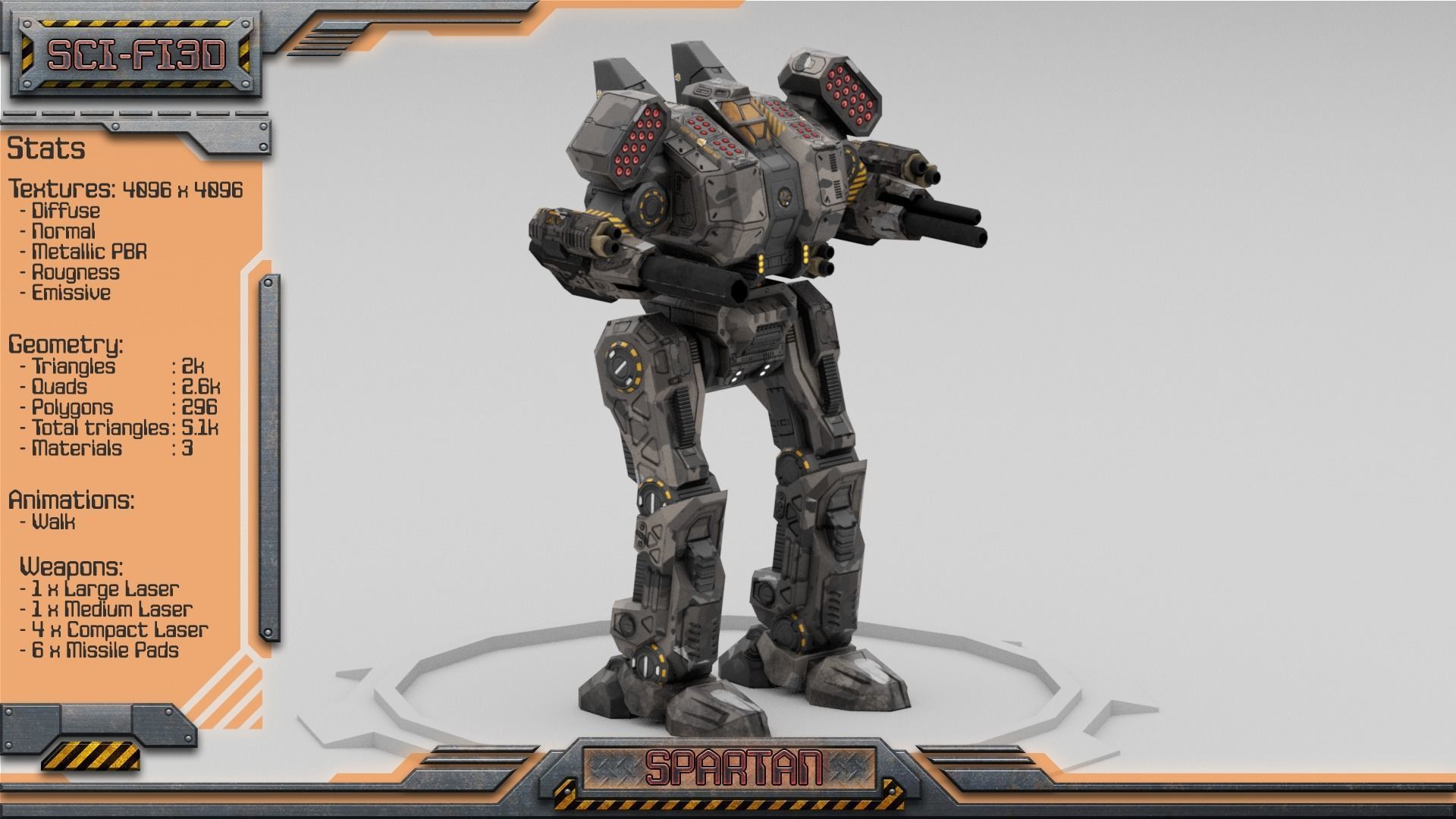 Battle Mechs Bundle - low-poly animated - 3D Model Collection_91