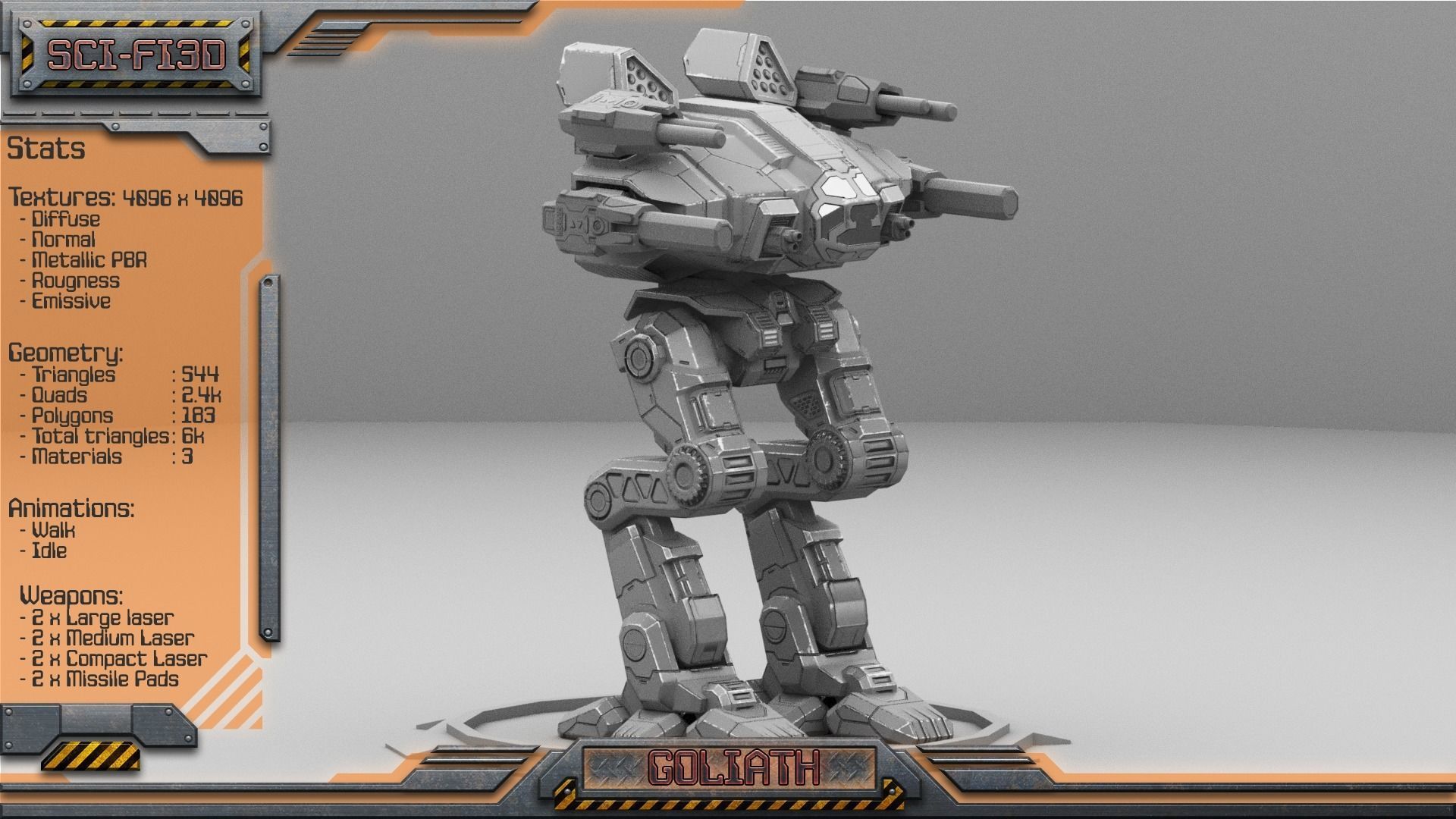 Battle Mechs Bundle - low-poly animated - 3D Model Collection_72