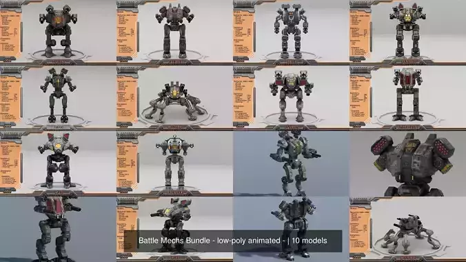 Battle Mechs Bundle - low-poly animated - 3D Model Collection