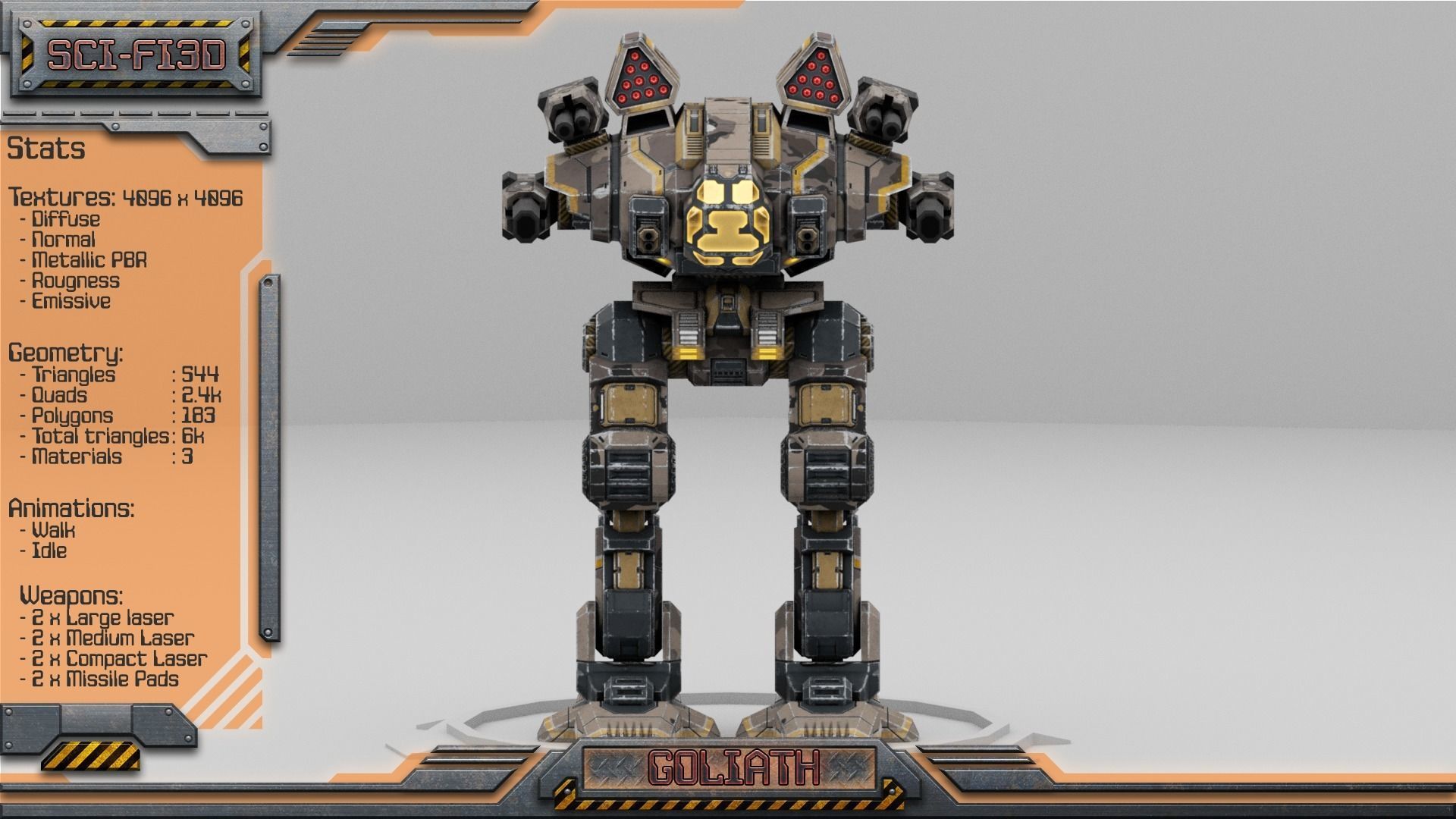 Battle Mechs Bundle - low-poly animated - 3D Model Collection_64