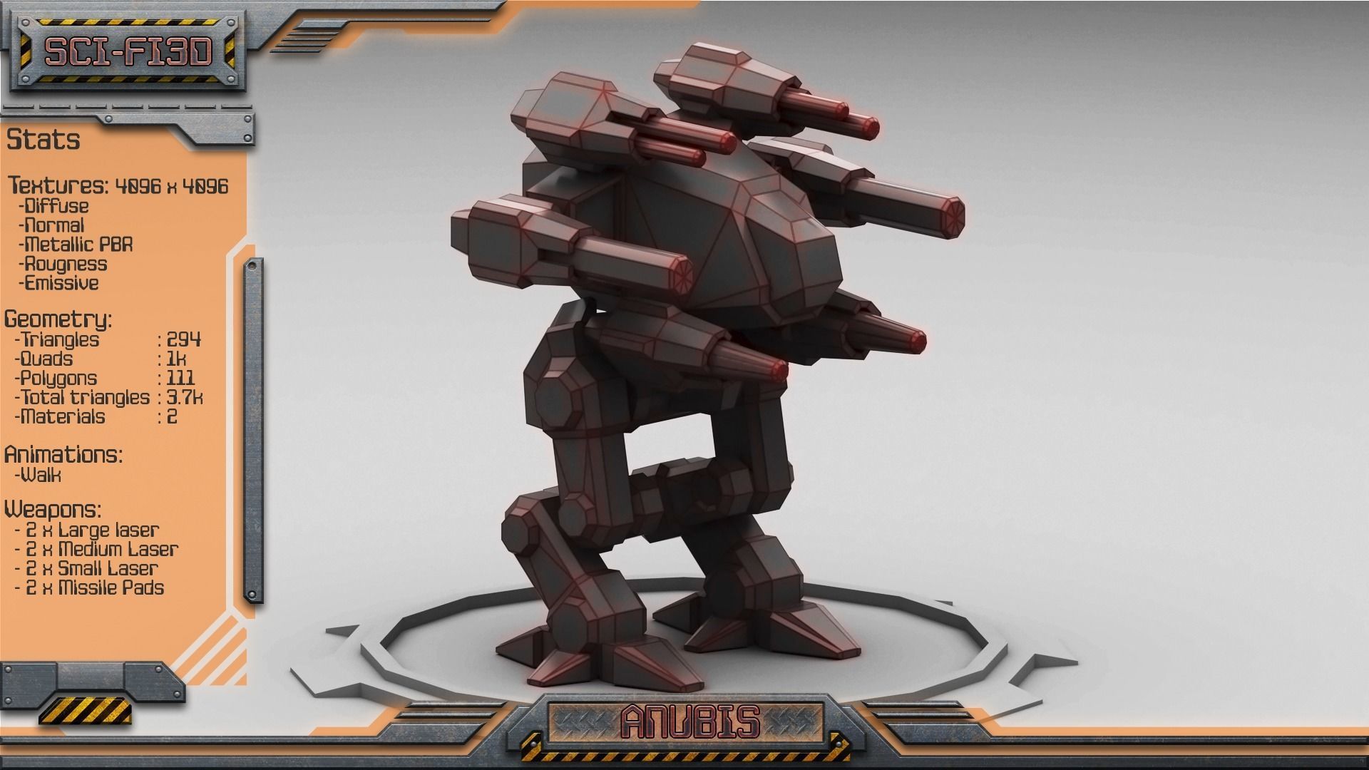 Battle Mechs Bundle - low-poly animated - 3D Model Collection_12