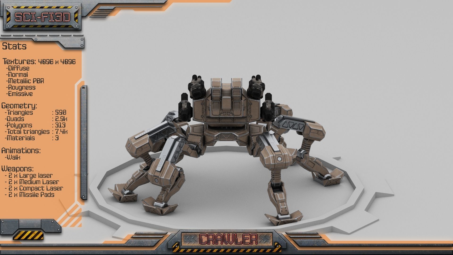 Battle Mechs Bundle - low-poly animated - 3D Model Collection_17