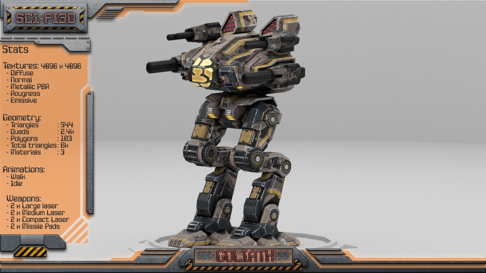 Battle Mechs Bundle - low-poly animated - 3D Model Collection_65