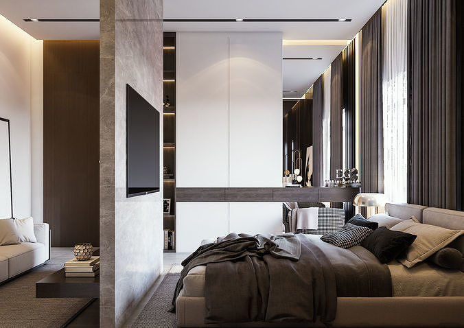 Modern Master Bedroom 3D model 2