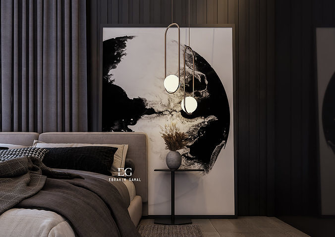 Modern Master Bedroom 3D model 6