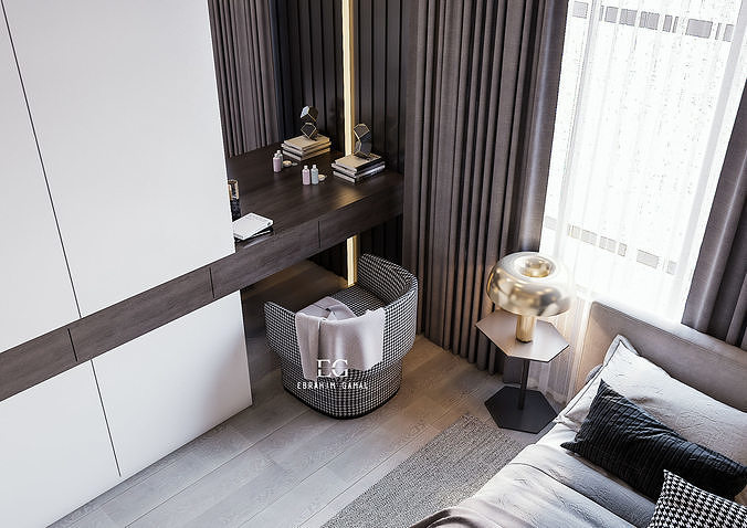 Modern Master Bedroom 3D model 7