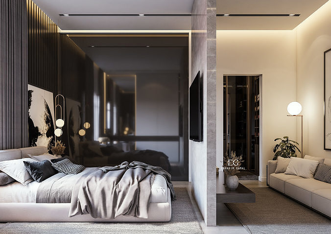 Modern Master Bedroom 3D model 4