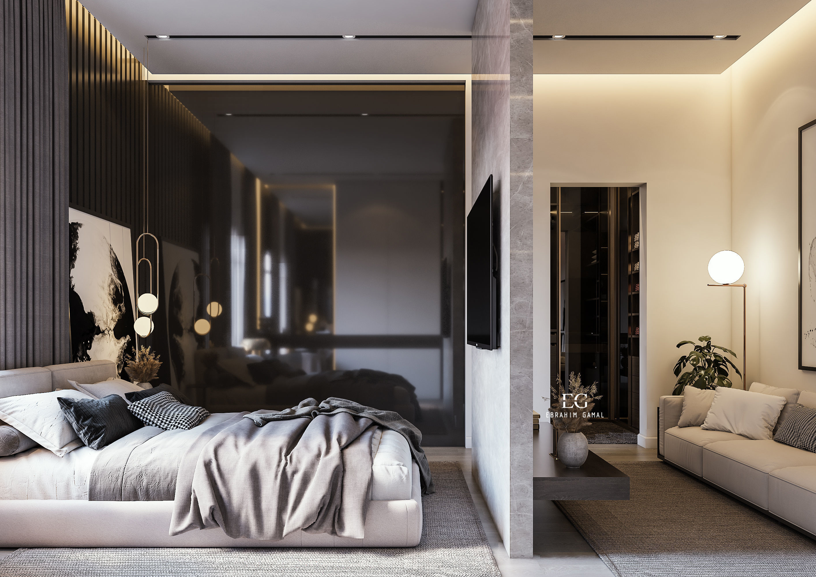 Modern Master Bedroom 3D model_3
