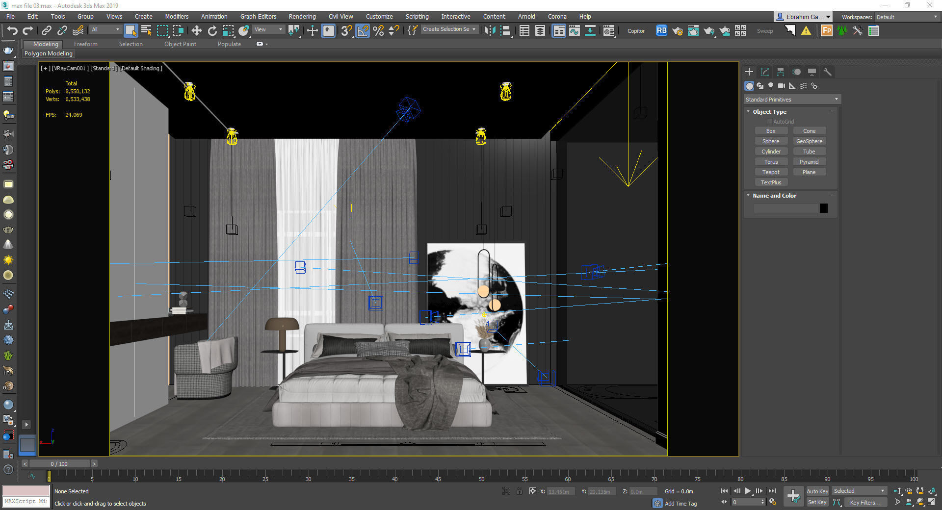 Modern Master Bedroom 3D model_9