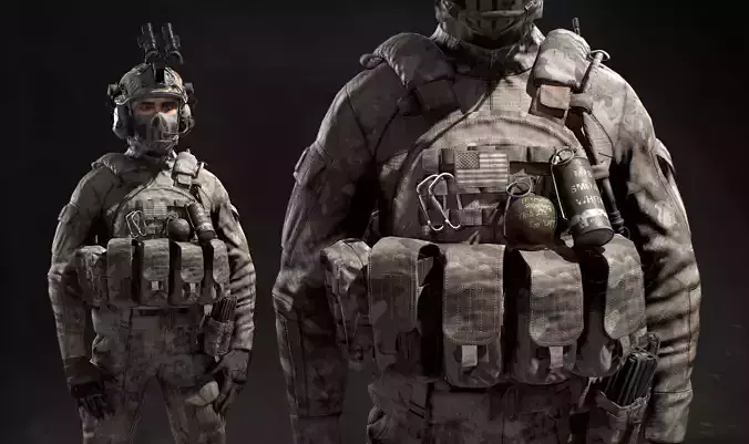 US SOF Soldier Low-poly 3D model