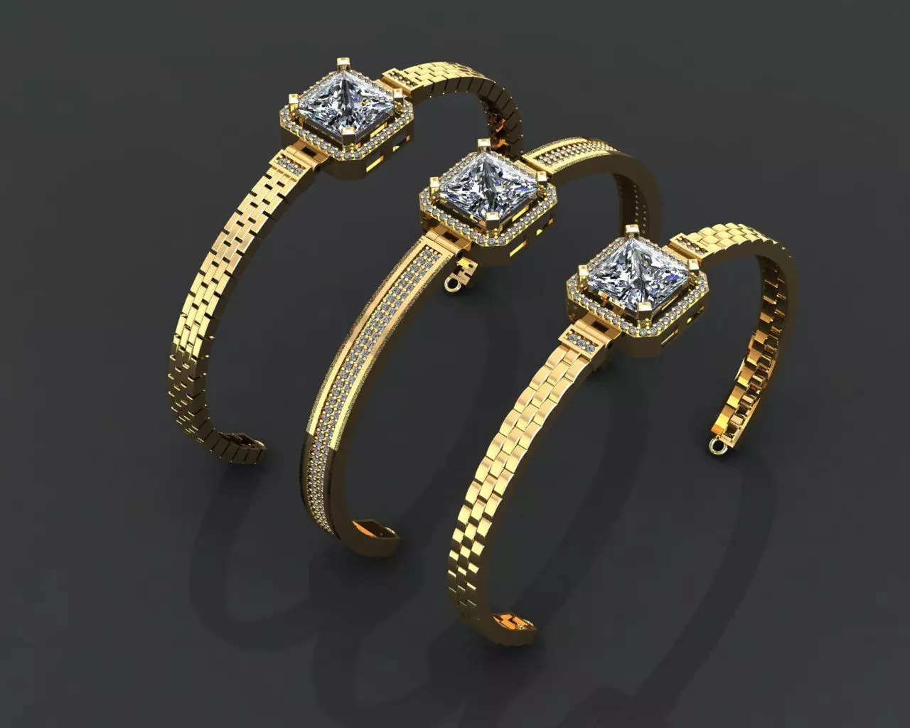 K57- Diamond bracelet 3D print model_0